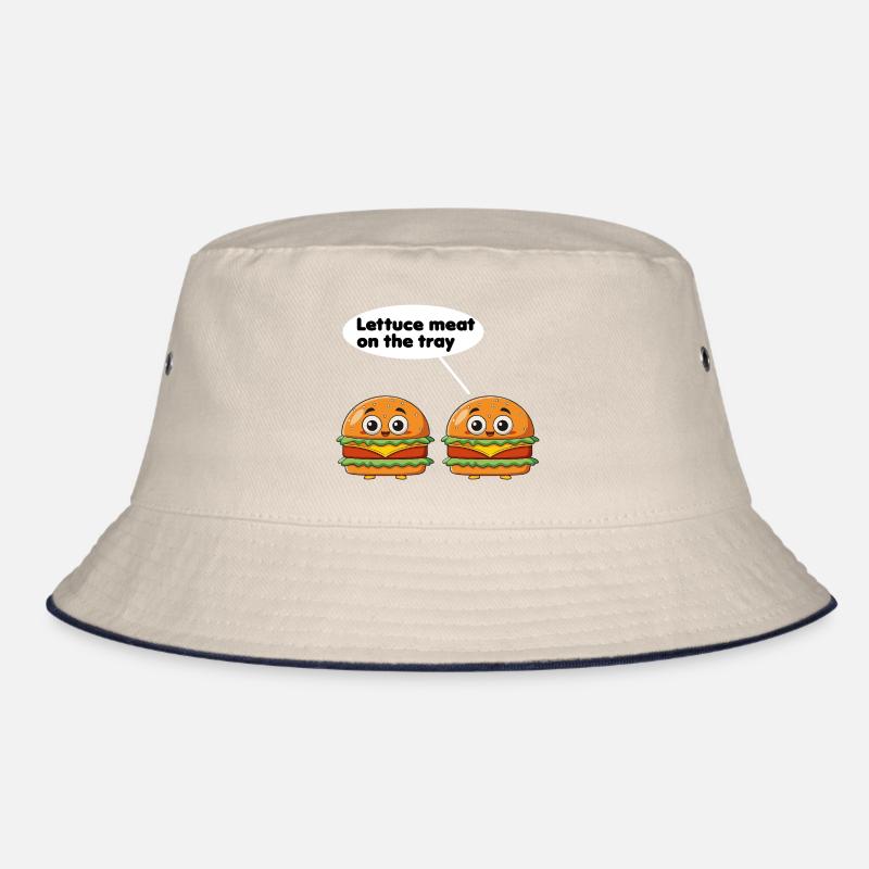 Salatfleisch auf dem Tablett lustiges Burger-Wortspiel Bucket Hat