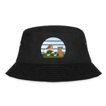 Robin Bird Rabbit Easter Spring - Bucket Hat - black - Front - Lela (165cm)