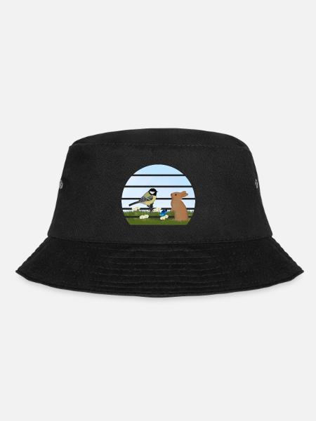 Kohlmeise Vogel Kaninchen Ostern Frühling - Bucket Hat - Schwarz