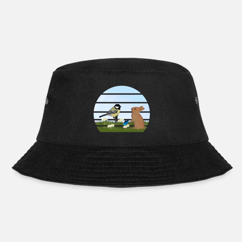 Kohlmeise Vogel Kaninchen Ostern Frühling - Bucket Hat - Schwarz