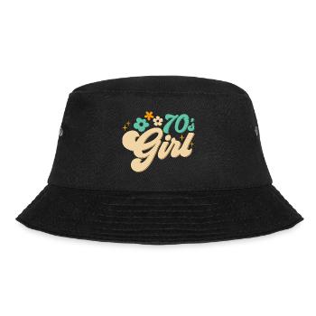70er Jahre Mädchen 70s Girl Hippie - Bucket Hat - Schwarz - Vorne - Lela (165cm)