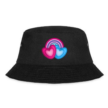 Zwei große Herzen mit Herz in Herz. - Bucket Hat - Schwarz - Vorne - Lela (165cm)