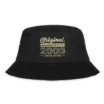 Geboren im Oktober 2008 Retro-Geburtstag Oktober 2008 - Bucket Hat - Schwarz - Vorne - Lela (165cm)