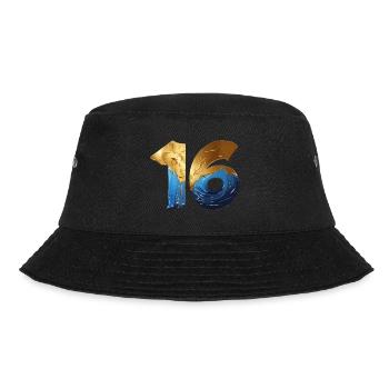 NR. 16 NUMMER 16 COOL 16. GEBURTSTAG - Bucket Hat - Schwarz - Vorne - Lela (165cm)
