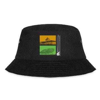 Modell 26 - Forelle und Äsche - Bucket Hat - Schwarz - Vorne - Lela (165cm)