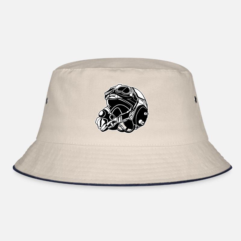 Pilot Helmet / Pilot Helmet 01_black white Bucket Hat