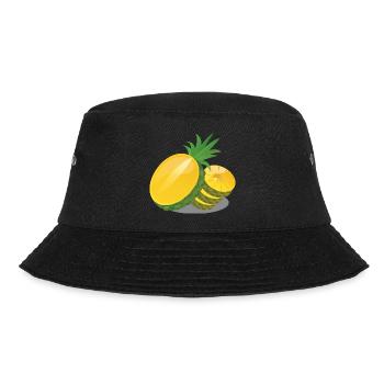 Ananas in Scheiben - Bucket Hat - Schwarz - Vorne - Lela (165cm)