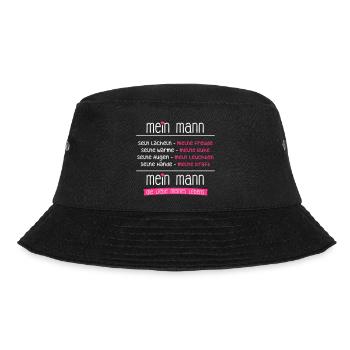 Mein Mann ist die Liebe meines Lebens - Geschenk - Bucket Hat - Schwarz - Vorne - Lela (165cm)