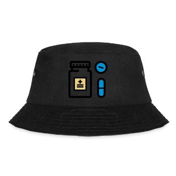 Pillen, Medikamente, Medizin, Drogen, Pillendose - Bucket Hat - Schwarz - Vorne - Lela (165cm)