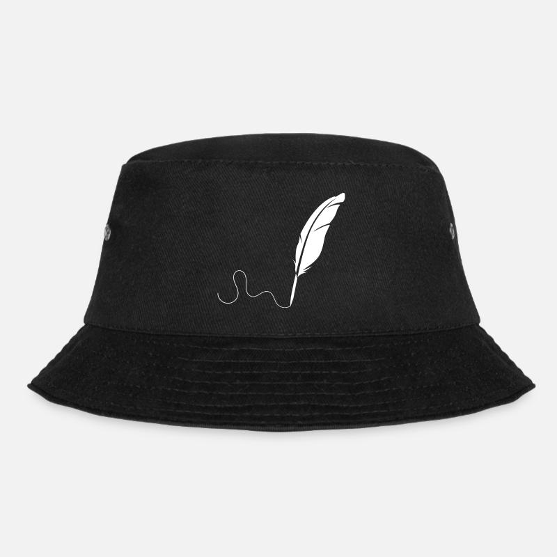 Weisse Feder - Bucket Hat - Schwarz