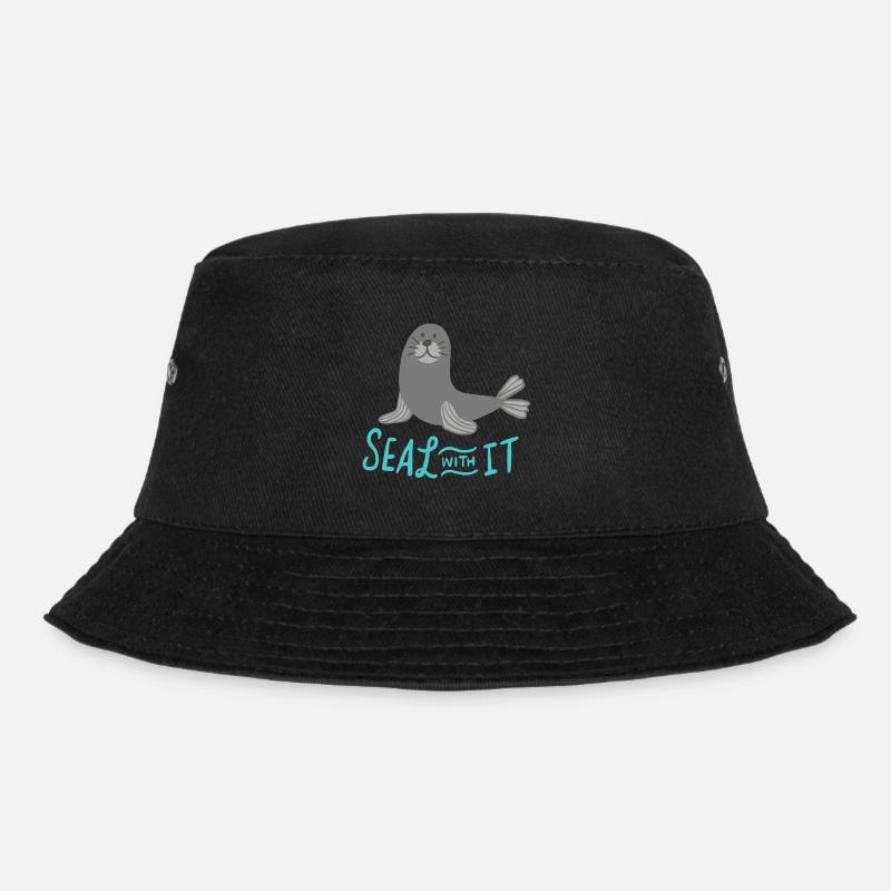 Süßer Seelöwe Seehund Lustige Sprüche Geschenk - Bucket Hat - Schwarz