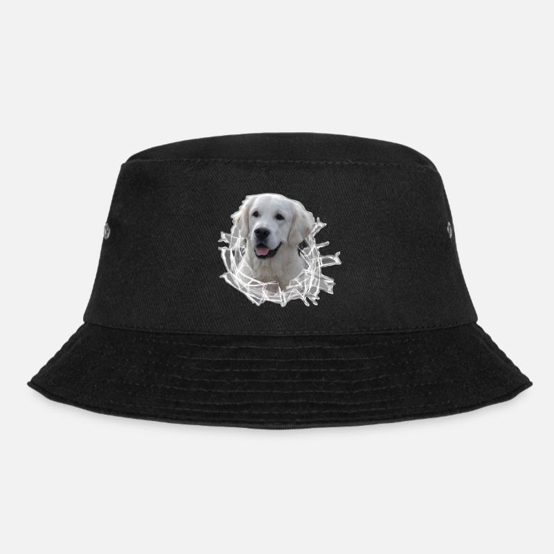 Golden Retriever (blanc) dans le trou de verre - Bob - noir