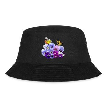Stiefmütterchen Mit Gelben Schmetterlingen - Bucket Hat - Schwarz - Vorne - Lela (165cm)