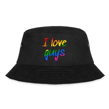 I love Guys - Gay Proud Shirt - Bucket Hat - Schwarz - Vorne - Lela (165cm)
