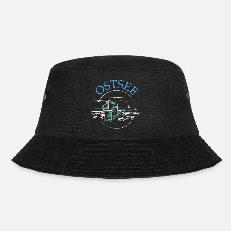 Ostsee Strandkorb See Symbol Meer Illustration - Bucket Hat - Schwarz