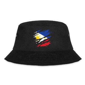 Philippinen - Nationalfahne, Kratzer, Risse - Bucket Hat - Schwarz - Vorne - Lela (165cm)