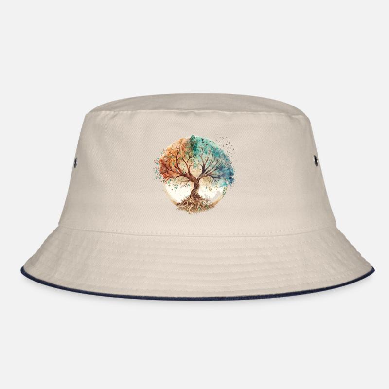 Wasserfarben Lebensbaum Kreis Bucket Hat