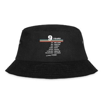 9. Geburtstag Jahrgang 9 Jahre alt Retro 108 Monate - Bucket Hat - Schwarz - Vorne - Lela (165cm)