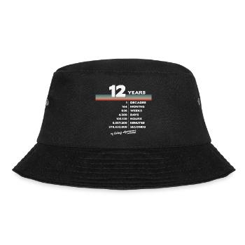 12nd Birthday Vintage 12 Years Old Retro 144 - Bucket Hat - black - Front - Lela (165cm)