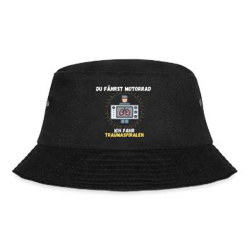 Du fährst Motorrad ich fahr Traumaspiralen MTRA - Bucket Hat - Schwarz - Vorne - Lela (165cm)