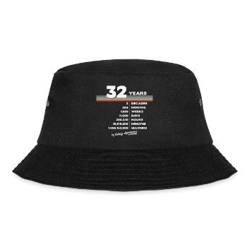 32nd Birthday Vintage 32 Years Old Retro 384 - Bucket Hat - black - Front - Lela (165cm)
