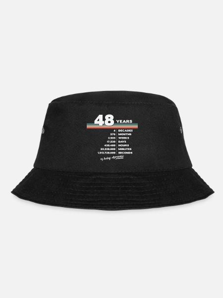 48. Geburtstag Jahrgang 48 Jahre alt Retro 576 - Bucket Hat - Schwarz