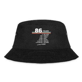 86. Geburtstag Jahrgang 86 Jahre alt Retro 1032 - Bucket Hat - Schwarz - Vorne - Lela (165cm)