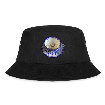 Tasse mit Kaffeesatz - Bucket Hat - Schwarz - Vorne - Lela (165cm)