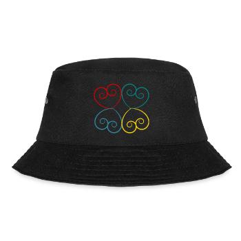 HERZ. HERZ. HEILIGER VALENTINSTAG. LIEBE. LIEBE. HERZ - Bucket Hat - Schwarz - Vorne - Lela (165cm)