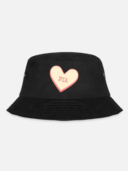 Pia Name Vorname rosa Zucker Herz - Bucket Hat - Schwarz