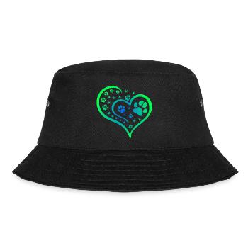 Buntes Herz mit Pfoten und Sternen - Bucket Hat - Schwarz - Vorne - Lela (165cm)
