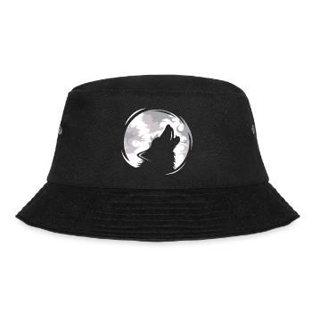 Wolf Wölfe jaulen Mond Abend Dunkel Tiere Natur - Bucket Hat - Schwarz - Vorne - Lela (165cm)
