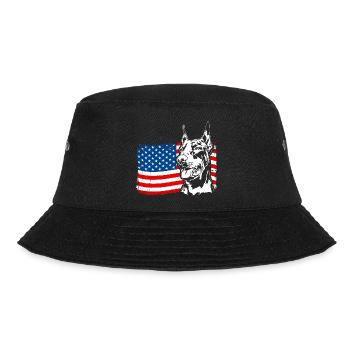 Dobermann Amerika Fahne Hunde Dobie Wilsigns - Bucket Hat - Schwarz - Vorne - Lela (165cm)