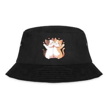 Cats, Love, Joy, Hug, Cuddle, Heart, Cute - Bucket Hat - black - Front - Lela (165cm)
