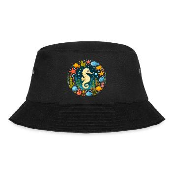 Seahorse Sea Starfish Holiday Fish Diving - Bucket Hat - black - Front - Lela (165cm)