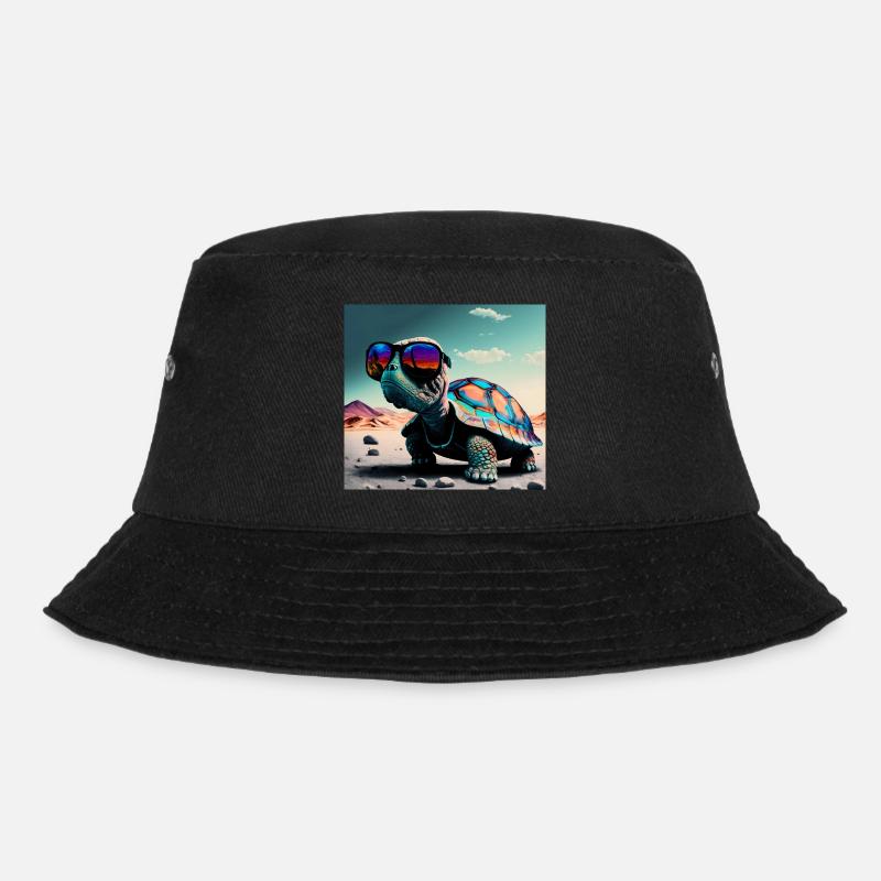 Farbenfrohe Meeresschildkröte mit Sonnenbrille - Bucket Hat - Schwarz