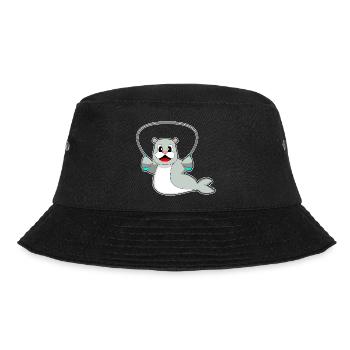 Seehund Seilspringen Springseil Fitness - Bucket Hat - Schwarz - Vorne - Lela (165cm)