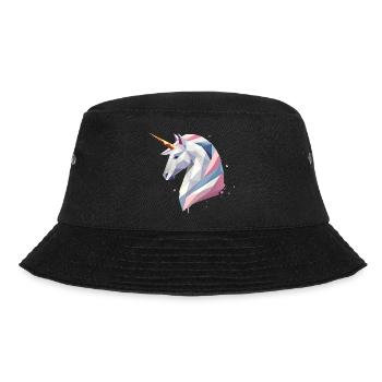 Geometrisches Einhorn – Moderne Eleganz - Bucket Hat - Schwarz - Vorne - Lela (165cm)