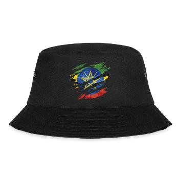 Äthiopien - Nationalfahne, Kratzer, Risse - Bucket Hat - Schwarz - Vorne - Lela (165cm)