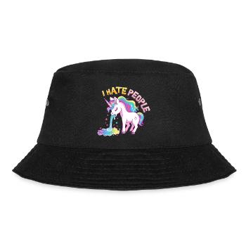 I Hate People Einhorn Kotzt Regenbogen Lustig - Bucket Hat - Schwarz - Vorne - Lela (165cm)
