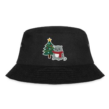Cat Grumpy Christmas - Bucket Hat - black - Front - Lela (165cm)