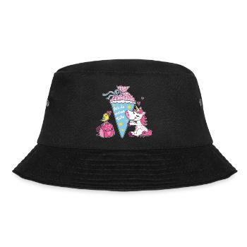 Einschulung Einhorn. Ach du meine Tüte! - Bucket Hat - Schwarz - Vorne - Lela (165cm)