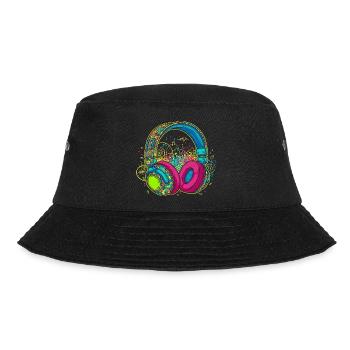 Vibrant Abstract Headphones Design - Bucket Hat - black - Front - Lela (165cm)