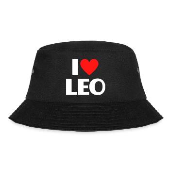 I love Leo Rotes Herz Romantischer Name Fan - Bucket Hat - Schwarz - Vorne - Lela (165cm)