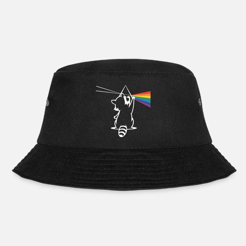 Waschbär Mit Prisma Und Regenbogen Spektrum - Bucket Hat - Schwarz