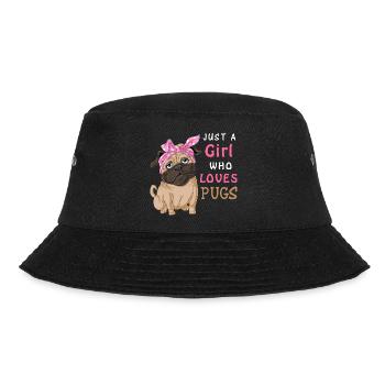 Just a Girl Who Loves Pugs – Funny Cute Dog Lover - Bucket Hat - black - Front - Lela (165cm)