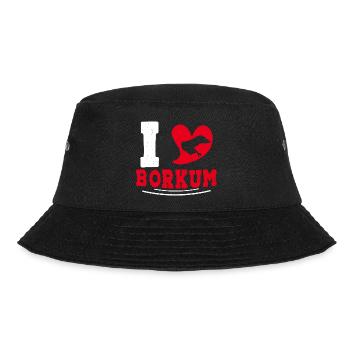 Borkumer Insel I LOVE BORKUM Lustiges - Bucket Hat - Schwarz - Vorne - Lela (165cm)