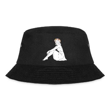 Rose – Line Art Summer Motif - Bucket Hat - black - Front - Lela (165cm)