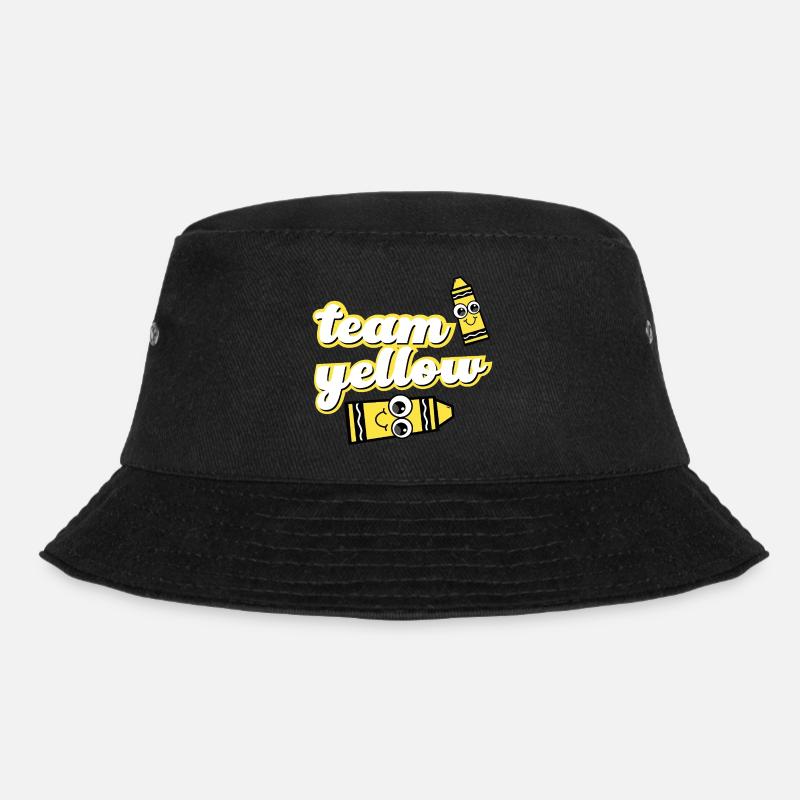 Team Gelbe Wachsmalstifte mit Gesicht - Bucket Hat - Schwarz