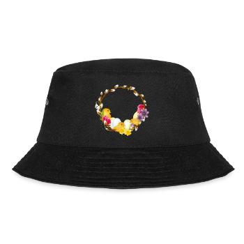 Spring wreath with chick Easter and spring motif - Bucket Hat - black - Front - Lela (165cm)